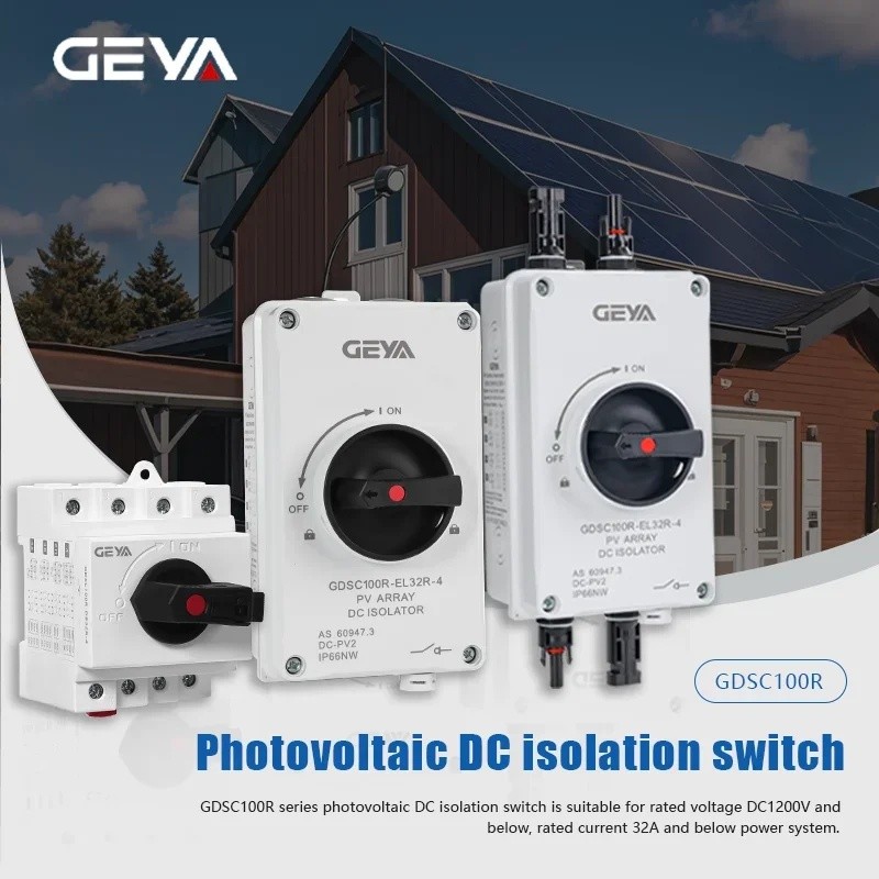GI9J GEYA พลังงานแสงอาทิตย์ DC สวิทช์แยก PV DC Isolator สวิทช์ DC1200V 32A กลางแจ้ง IP66 กันน้ําสําห
