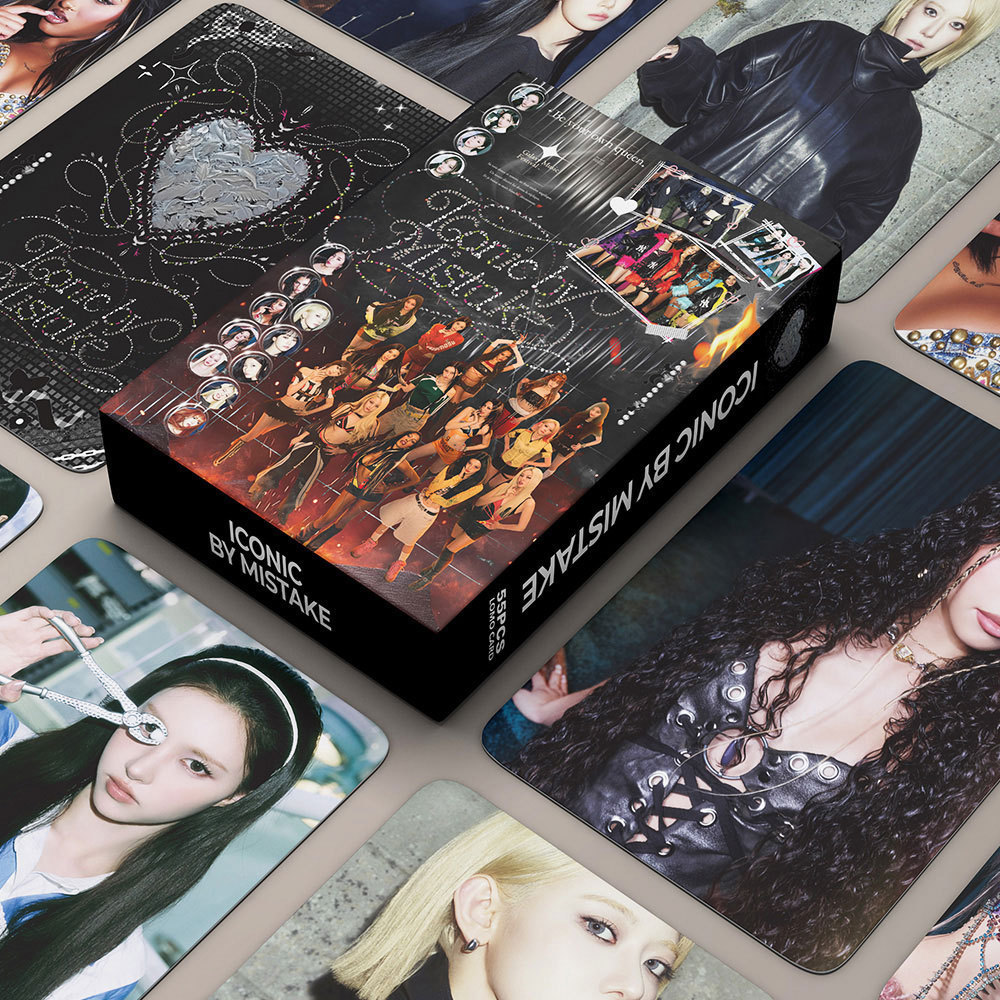 55 ชิ้น LE SSERAFIM ILLIT KATSEYE Collab ICONIC โดย MISTAKE Photocards การ์ด Lomo