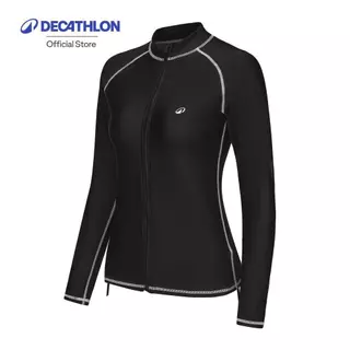 Decathlon Surfing Women UV Protection Zip Top เสื้อยืดป้องกันรังสียูวีมีซิปสำหรับผู้หญิง - Black