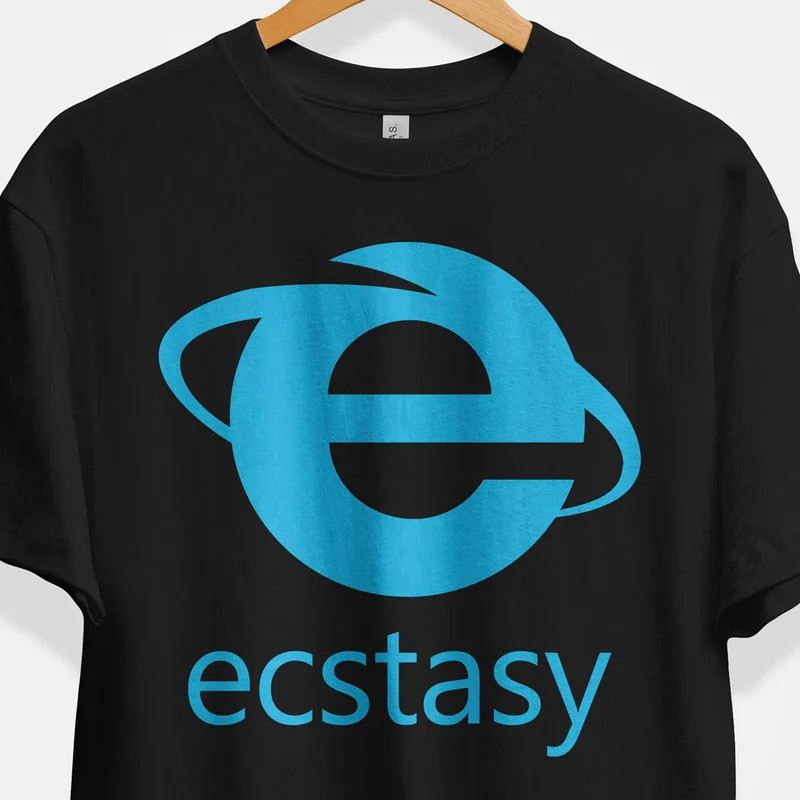 เสื้อยืด Ecstasy Internet Explorer Mdma Molly Y2K 2000S Rave Clubwear Techno Edm House Hipster ลายตล