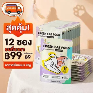 🔥ราคาพิเศษ! (ยกโหล) Ketzuzu อาหารเปียกแมว อาหารแมว อาหารเปียกแมวแบบซอง เนื้อบดละเอียด 70g x 12