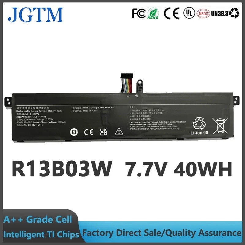 JGTM R13B03W 7.7V 40Wh 5200mAh แบตเตอรี่แล็ปท็อปสําหรับ Xiaomi RedmiBook13 XMA1903-AN/AF XMA1903-BB