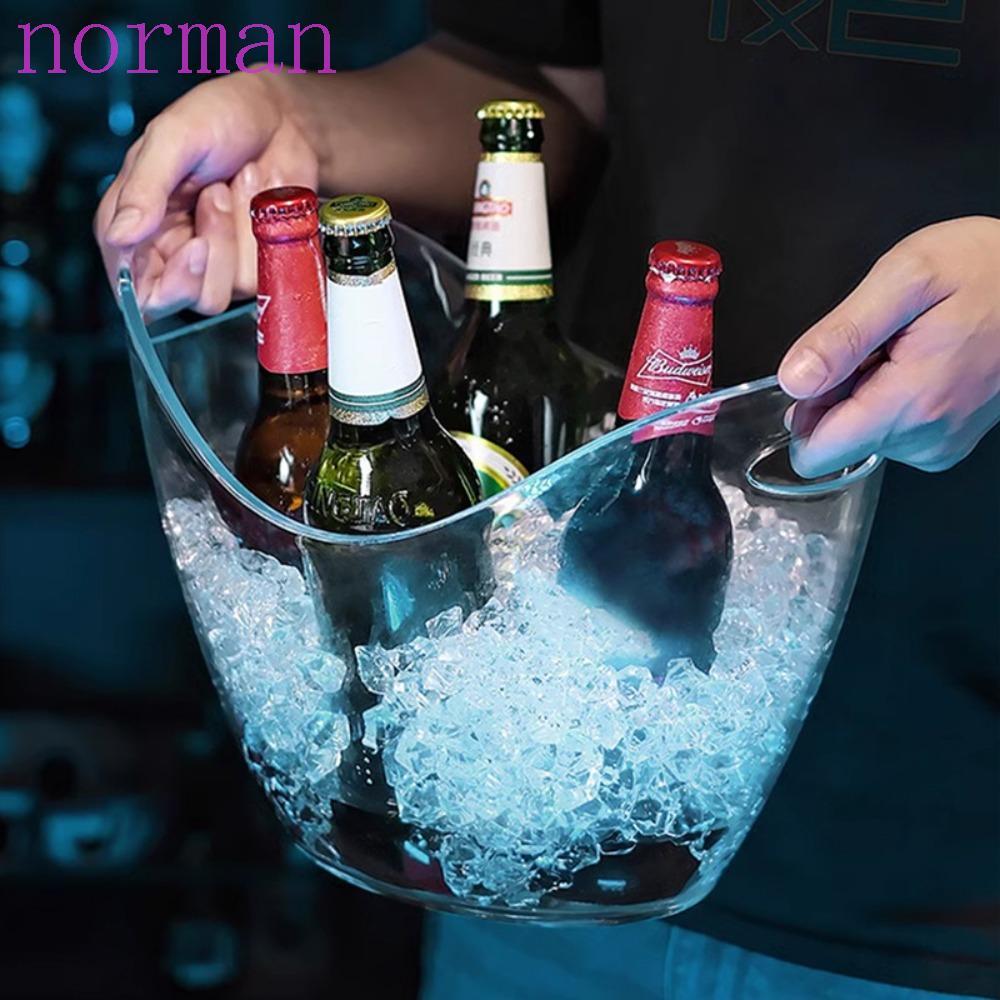 NORMAN ถังน้ําแข็งใสป้องกันการตก 4/8/12L, อะคริลิคแบบพกพาความจุขนาดใหญ่ขวดทองแสง Ice Cooler Club