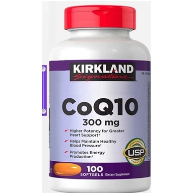 Kirkland CoQ10 300mg 100 Softgels, Premium Coenzyme Q10 for Heart Care & Maintaining Healthy Circula