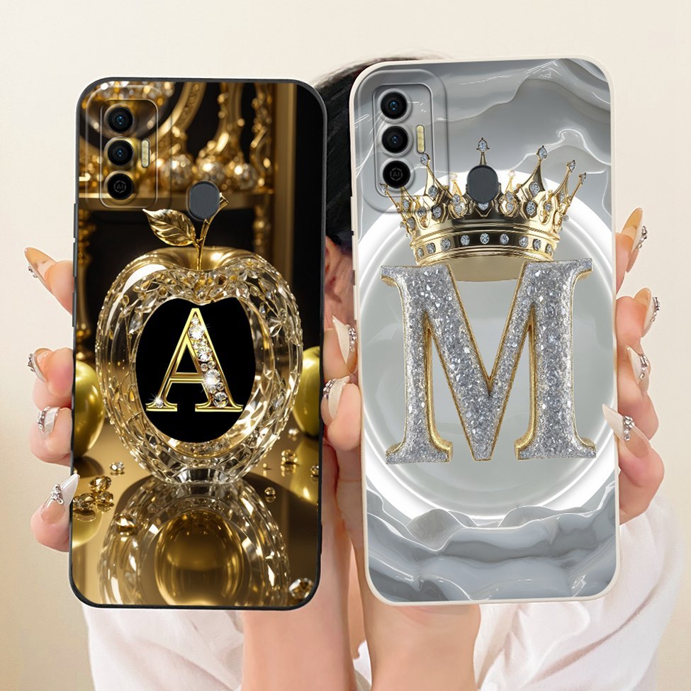 สําหรับ Tecno Spark 7 กรณีความงามหรูหราตัวอักษรแฟชั่น Crown 2D ทาสีปลอก KF6 KF6j KF6i KF6k KF6m KF6h