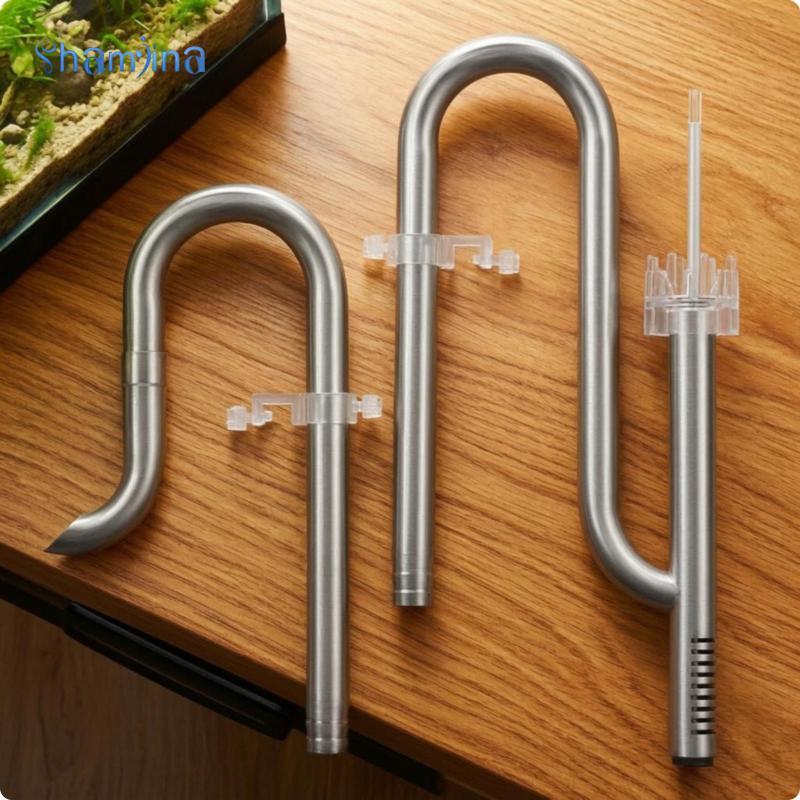 [Shamjina] Aquarium Surface Skimmer Sleek Stainless Inflow Outflow Pipe Set ขจัดฟิล์มพื้นผิวสําหรับถ