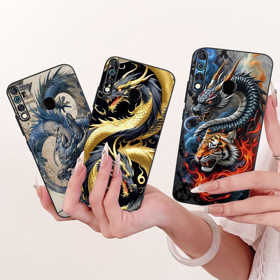 สําหรับ Tecno Camon 12 CC7S ปลอกหรูหรามังกรเสือ Lion Cool ทาสีสําหรับ Tecno Spark 4 KC8 Camon12 โทรศ