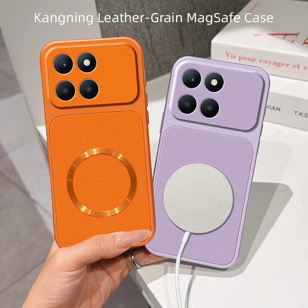 ใช้ได้กับ Honor X6a WDY-LX1 WDY-LX2 เคสหนังเคลือบพร้อมแหวนแม่เหล็กชาร์จ เคสโทรศัพท์