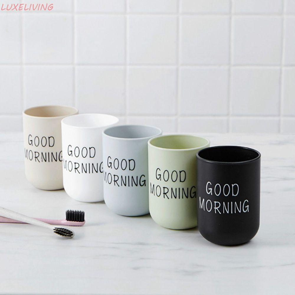 LUXELIVING Good Morning ถ้วยทนความร้อนนํากลับมาใช้ใหม่สไตล์นอร์ดิกผู้ถือแปรงสีฟันจัดเก็บถ้วยดื่ม Dri