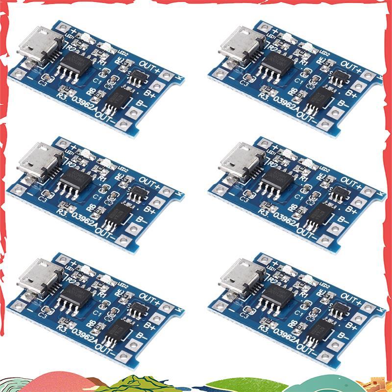 6PCS สําหรับ TP4056 ชาร์จ ule พร้อมป้องกันแบตเตอรี่ 18650 BMS 5V