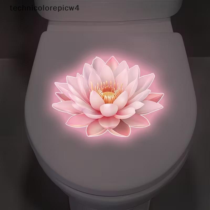 Tpth Glow-in-the-Dark ดอกไม้ห้องน้ําสติกเกอร์ Self-Adhesive ที่ถอดออกได้ห้องน้ํา Decal Lotus Mandala