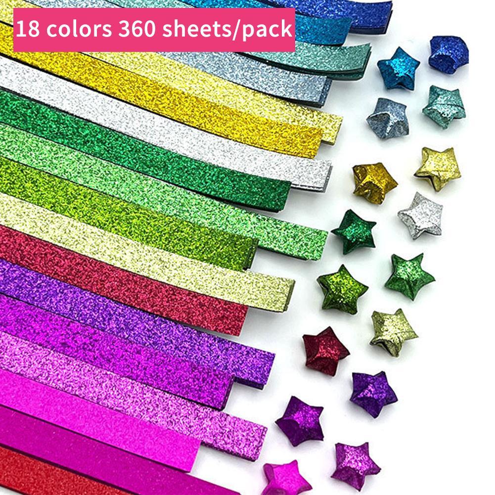 360 แผ่น/แพ็ค Glitter Frosted Glitter Star กระดาษ Origami Origami Origami กระดาษ Origami Glitter O3