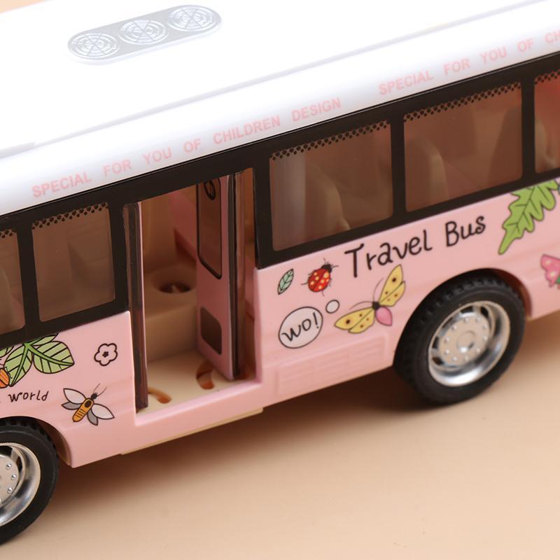Newsmallbrains School Bus Sound Light Tour Bus รุ่นของเล่นเด็ก Diecasts ของเล่นยานพาหนะเด็กจําลองรถบ