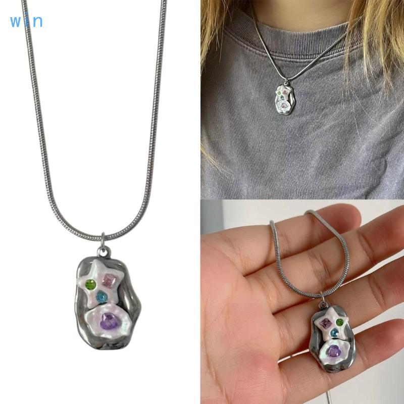 Win Star Pendant Necklaces Y2k Jewelry Star Necklaces Lava Star Heart Necklaces