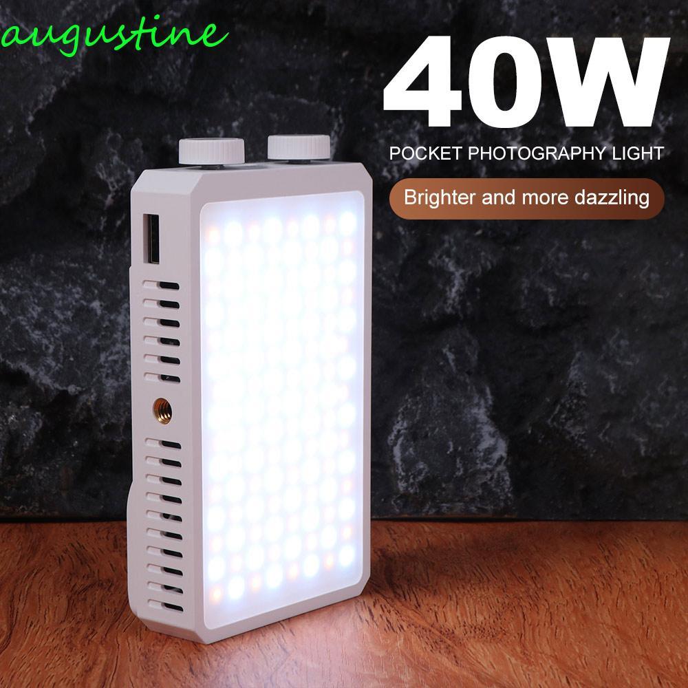 AUGUSTINE ไฟกล้อง LED RGB, 40W 2800-9000K Mini LED Video Lamp, น้ําหนักเบาพลังงานสูง FX 8 โหมด CRI/T