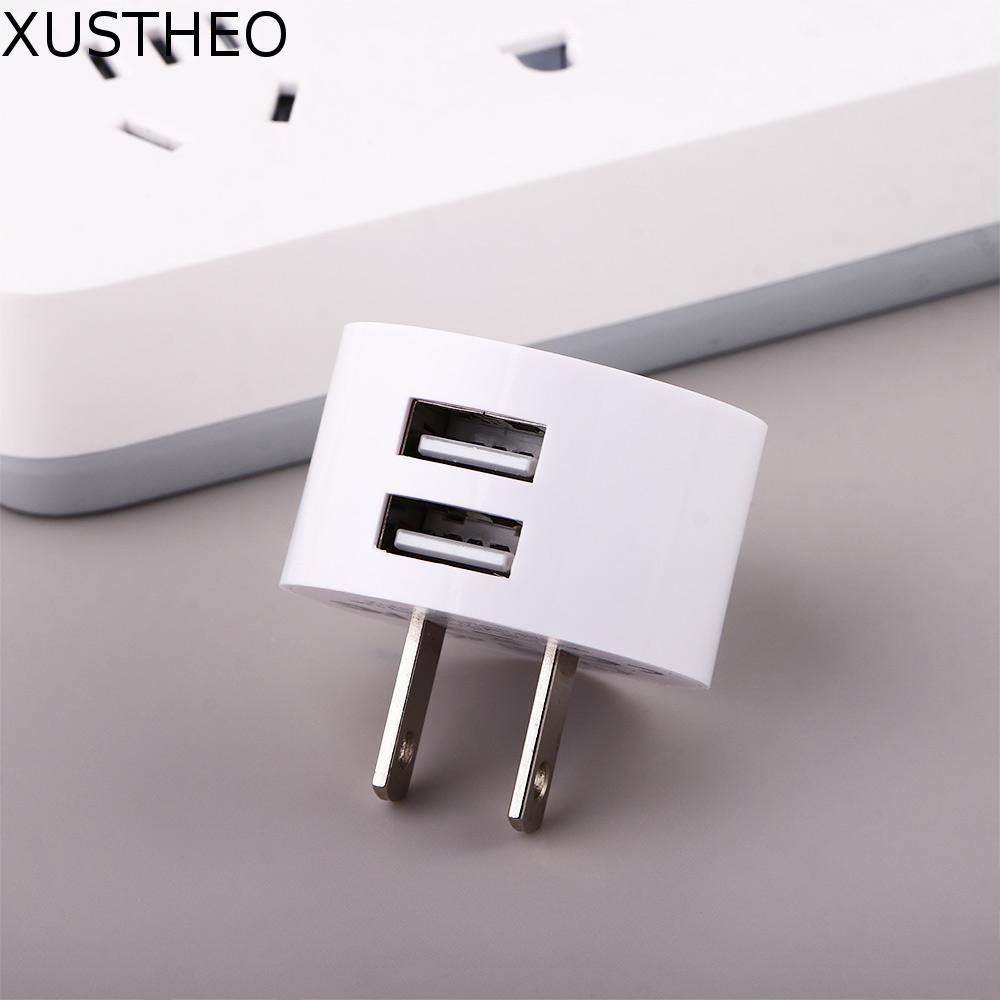XUSTHEO เครื่องชาร์จโทรศัพท์มือถือ EU UK Dual USB Quick Charge Travel Charger Charger Adapter Travel