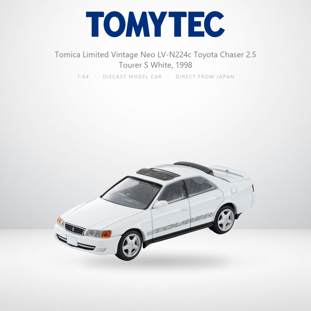Tomica Limited Vintage Neo 1/64 LV-N224c Toyota Chaser 2.5 Tourer S White, 1998 model, pleted produc