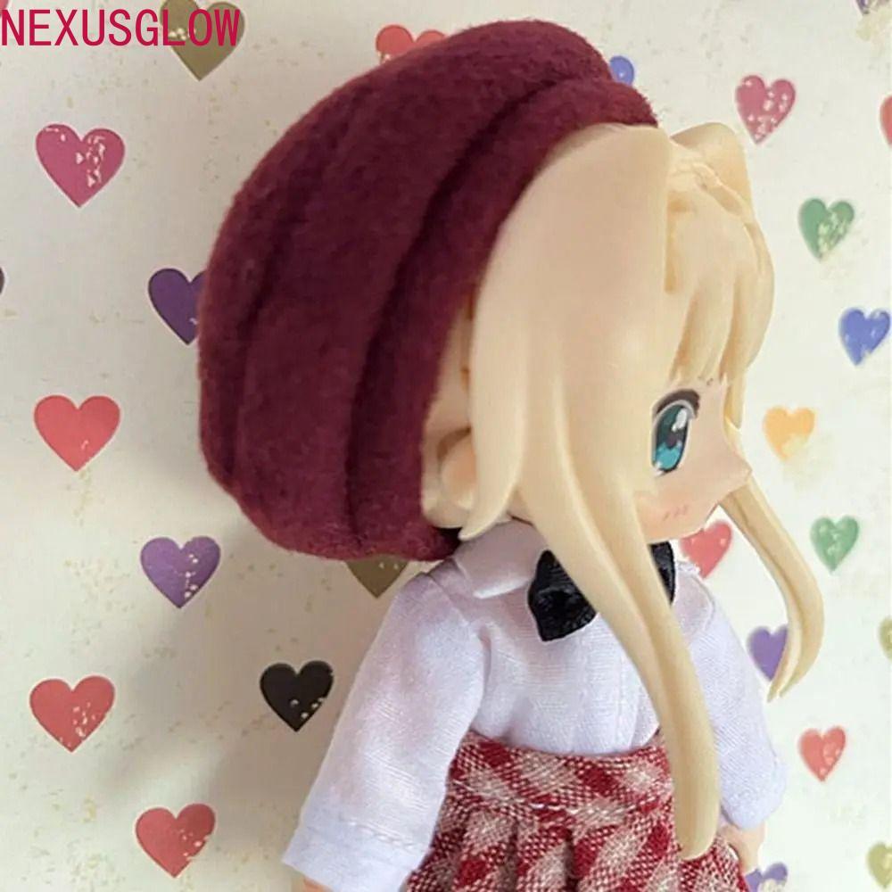 NEXUSGLOW ตุ๊กตาBJDหมวกทําด้วยผ้าขนสัตว์,เสื้อผ้าเปลี่ยนทํามือ1/12ตุ๊กตาBJD Beretหมวก,คอสเพลย์เสื้อผ