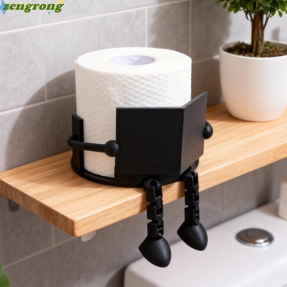 ZENGRONG ที่ใส่กระดาษชําระ, PP Table Stand Roll Towel Stand, Reading Buddy พิมพ์สีดําสีขาวแนวตั้งผู้