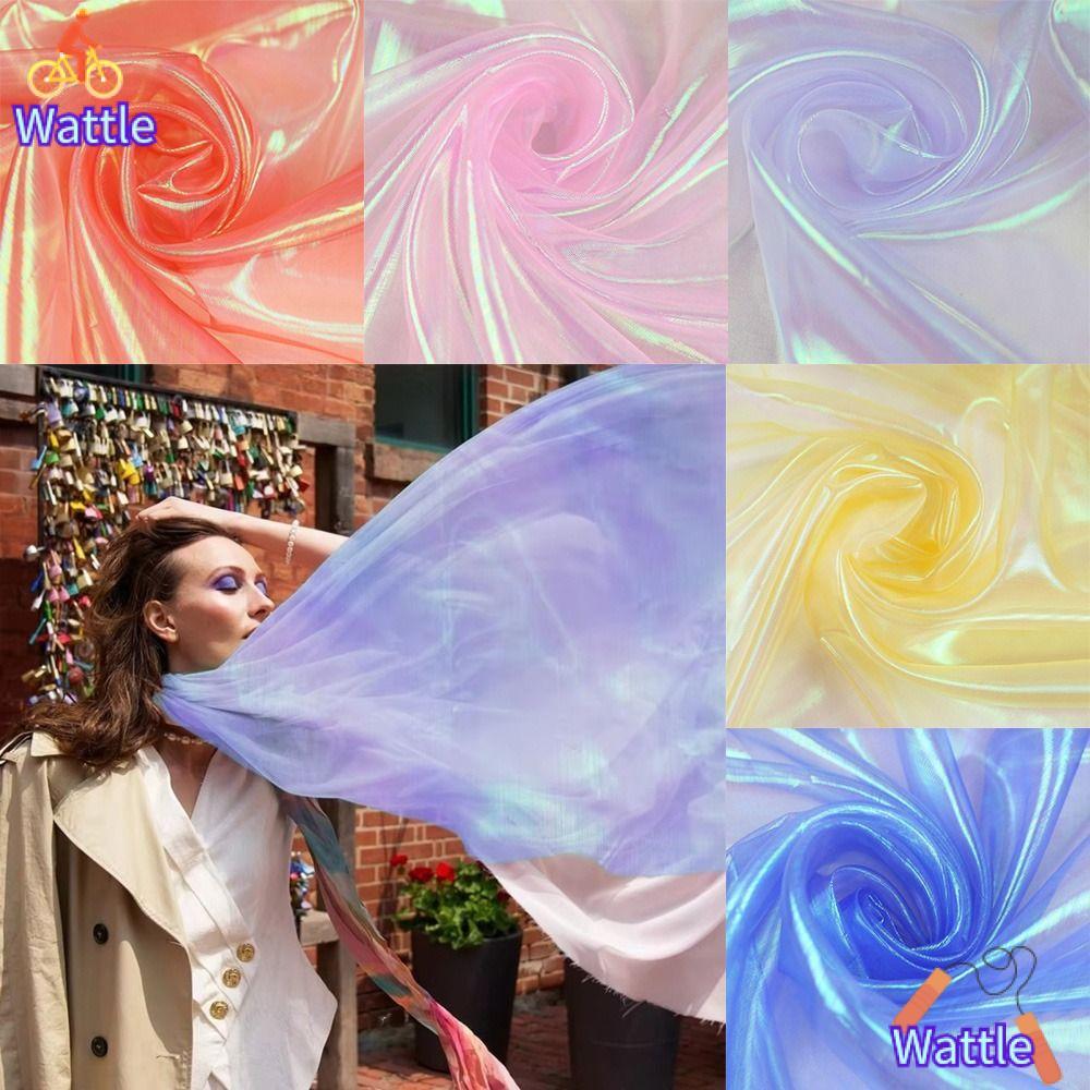 WATTLE Laser Tulle, ผ้า Organza โปร่งใสบาง, ตกแต่ง Tulle Shiny Soft Tulle ผ้า Designer