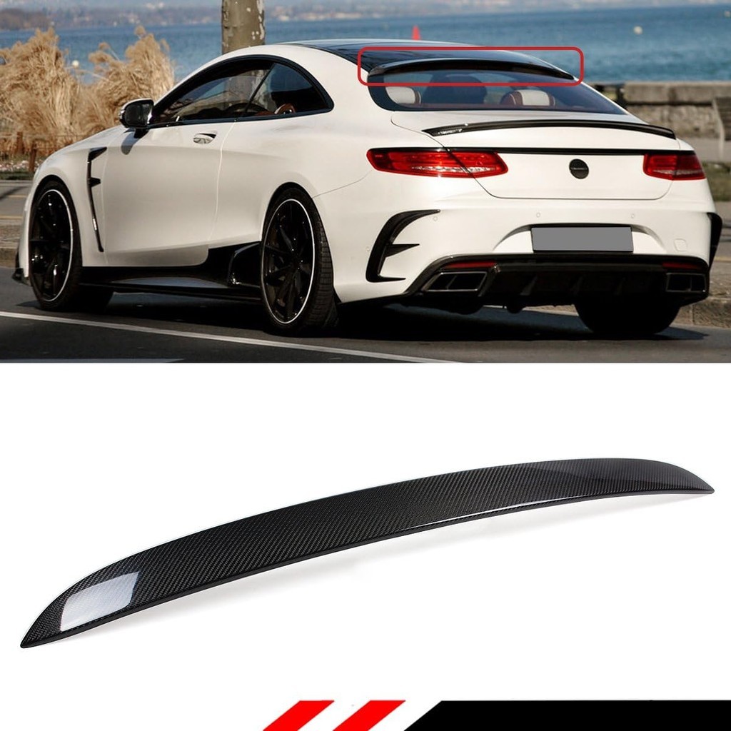 VIP คาร์บอนไฟเบอร์ด้านหลังหน้าต่างสปอยเลอร์หลังคาสําหรับ 2015-2019 Mercedes Benz S550 S63 S65 AMG 2 
