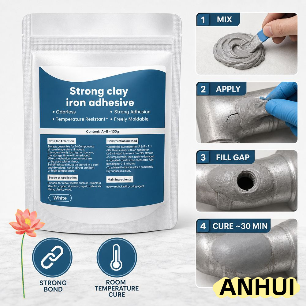 ANHUI สีโป๊วซ่อมโลหะ, AB Repair Putty สีขาวเหล็กซ่อม Putty, Strong Bond Hole บรรจุอีพ็อกซี่เรซิ่นกาว Hole Patching