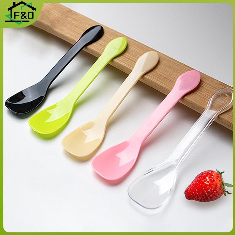 F&O 50 ชิ้นมินิช้อนพลาสติก Flatware ช้อนสําหรับเยลลี่ไอศกรีมขนมหวานอาหารเรียกน้ําย่อยช้อนสําหรับอุปก