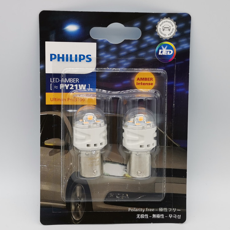 Philips LED 1156 1157 PY21W P21/5W U60 P21W รถย้อนกลับเบรคไฟท้ายหลอดไฟ