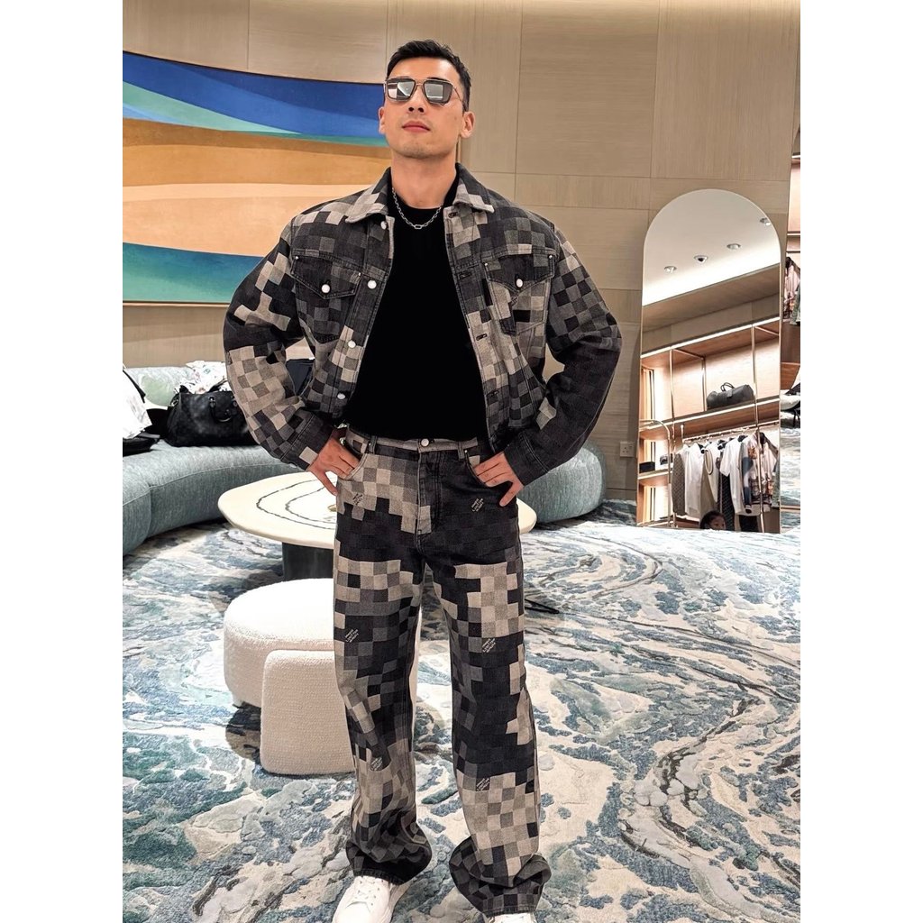 ล้างโมเสค Single-Breasted แจ็คเก็ตยีนส์แขนยาวบล็อกสี Single-Breasted แจ็คเก็ตยีนส์สั้น Co-Branded โมเสกชุดลําลอง Jean