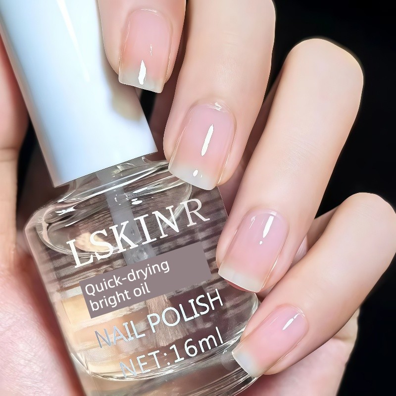 ยาทาเล็บ สีทาเล็บเจล Bright ยาทาเล็บปิดผนึกชั้นน้ํามันไม่มีอบ Quick-Drying ติดทนนานกันน้ํา Non-Peela