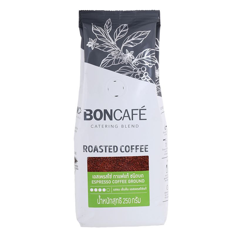 บอนกาแฟคั่วบดเอสเพรสโซ่สูตร2 250กรัม Boncafe Roast & Ground Coffee Espresso Set 2 250g. [หมายเลขบาร์โค้ด 8850287001786 ]