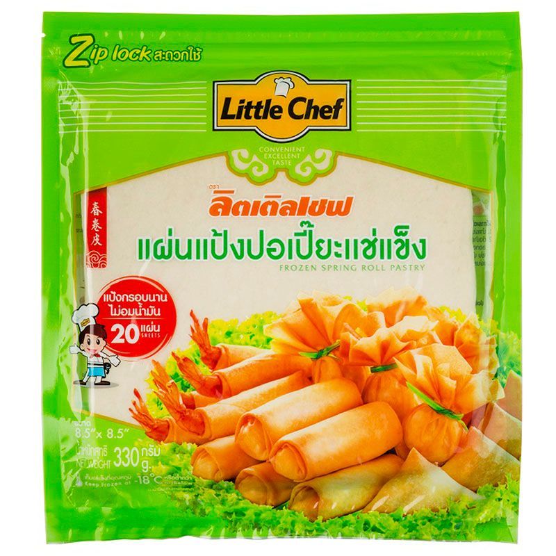 ลิตเติ้ลเชฟแผ่นแป้งปอเปี๊ยะ 330กรัม Little Chef Frozen Spring Roll Pastry 330g. [หมายเลขบาร์โค้ด 8851613200262 ]