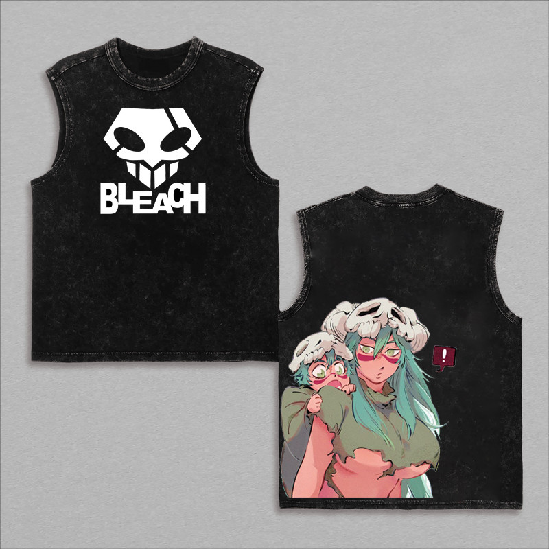 Nelliel Tu Odelschwanck Anime Bleach Washed Tank Tops Vest Casual Sleeveless T-shirt Harajuku Cartoo