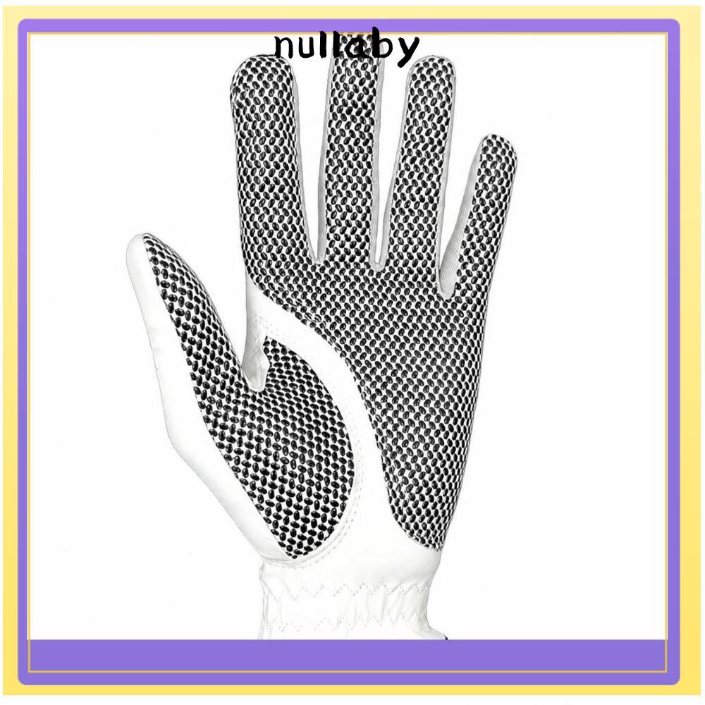 NULLABY Mens Golf Glove, Sheepskin Leather Single Golf Glove Men, ทนทาน Soft White และ Black Breatha