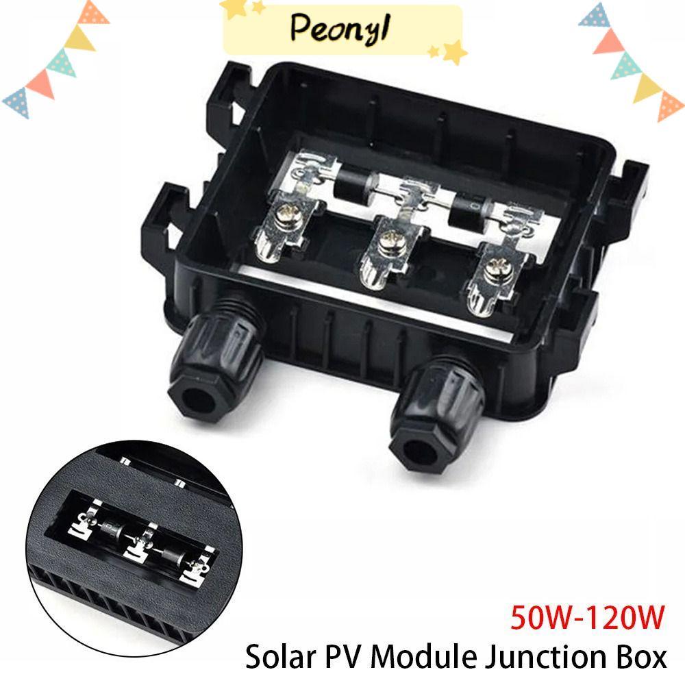 PEONY กล่องโมดูล PV 1 ชิ้น, IP65 กันน้ํา 50W-120W 6A กล่องแยก, เครื่องมือทดสอบไฟฟ้าสีดําที่ทนทานสําห