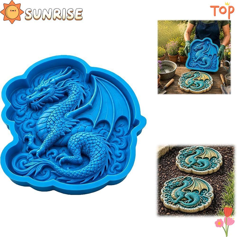 SUNRISE Stepping Stone Mold, Dragon Shape Cement Garden Path Cement Mould, DIY Reusable Silicone Pav