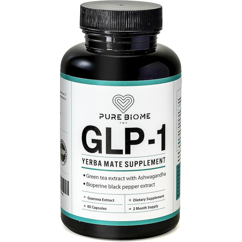 GLP-1YerbaMate, Guarana, GreenTea, Ashwaganda, 40mgCaffeinePerCapsule, ExtractPillssforCleanEnergy D