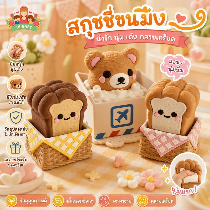 Bread Basket Clicker ของเล่นคลิ๊กเกอร์ ผ่อนคลาย ตกแต่งโต๊ะ พิมพ์ 3D วัสดุ PLA พวงกุญแจ