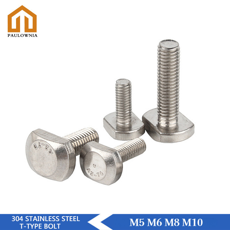 M5 M6 M8 M10 สแตนเลส 304 T-Bolts Hex หน้าแปลน T-Slot Bolts สําหรับอลูมิเนียม Extrusion