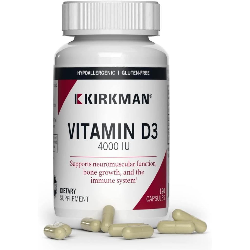 Kirkman Vitamin D-3, 4000 IU, 120 แคปซูลผัก