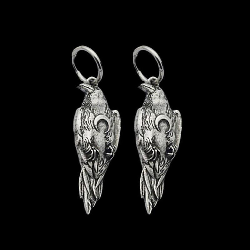 Uelen Vintage Gothic Crescent Raven 2 ชิ้นชุดเครื่องประดับ Dangle ต่างหู Nelace ที่ไม่ซ้ํากันสําหรับ