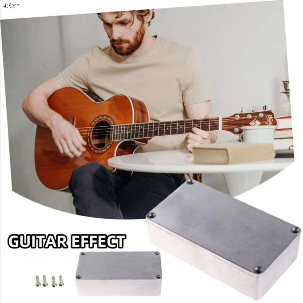 FUZOU กล่องเหยียบเอฟเฟกต์, กล่องอลูมิเนียม 1590B, ทนทานพร้อมสกรูกีตาร์ขายเคสเอฟเฟกต์กีตาร์สีเงิน 159