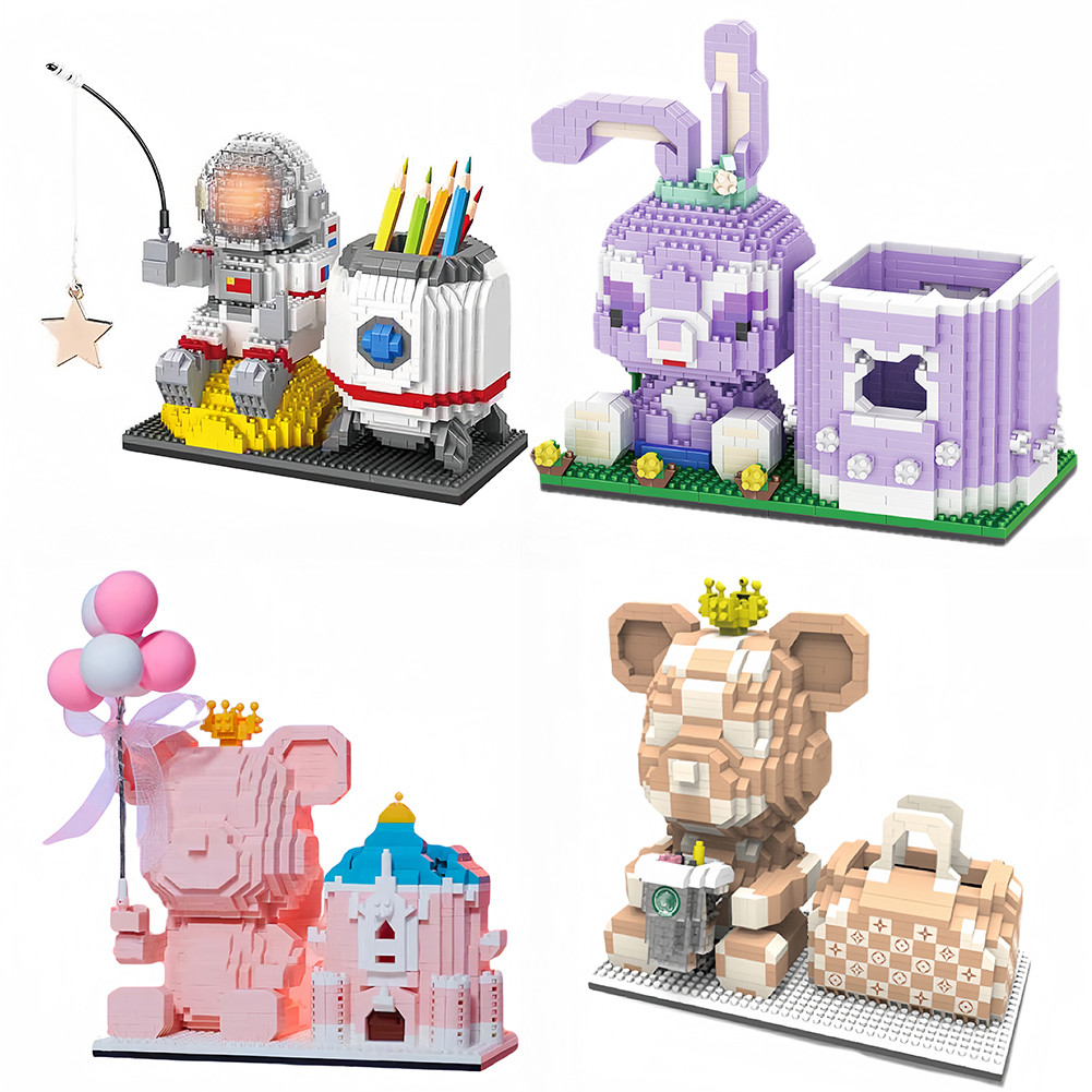 Building Block  with Pen Holder DIY Blocks Bricks  Bricks Construct  for Children Birthday Gifts Dec