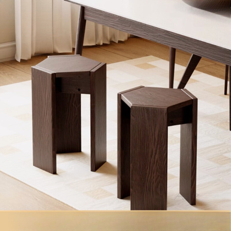 Stool Wooden Household Hexagonal Stool Thick Sofa Side Table Can Be Stacked Living Room Dining Table