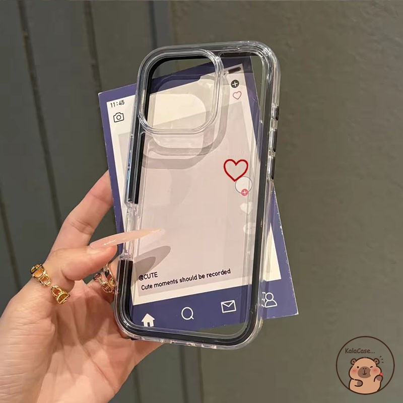 สําหรับ OPPO A3i Plus A2 Pro A2M A1S A1i R15 เคสโทรศัพท์ 2 ใน 1 น่ารัก Simple Line Red Love Heart สี