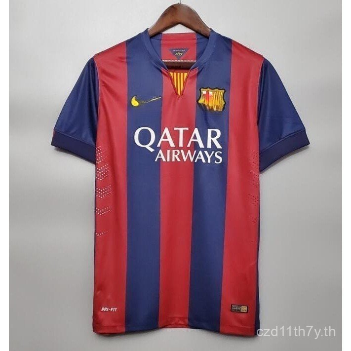 เสื้อฟุตบอลย้อนยุค 2014-15 เสื้อฟุตบอลบ้านบาร์เซโลนา NEYMAR JR MESSI เสื้อฟุตบอลชาย