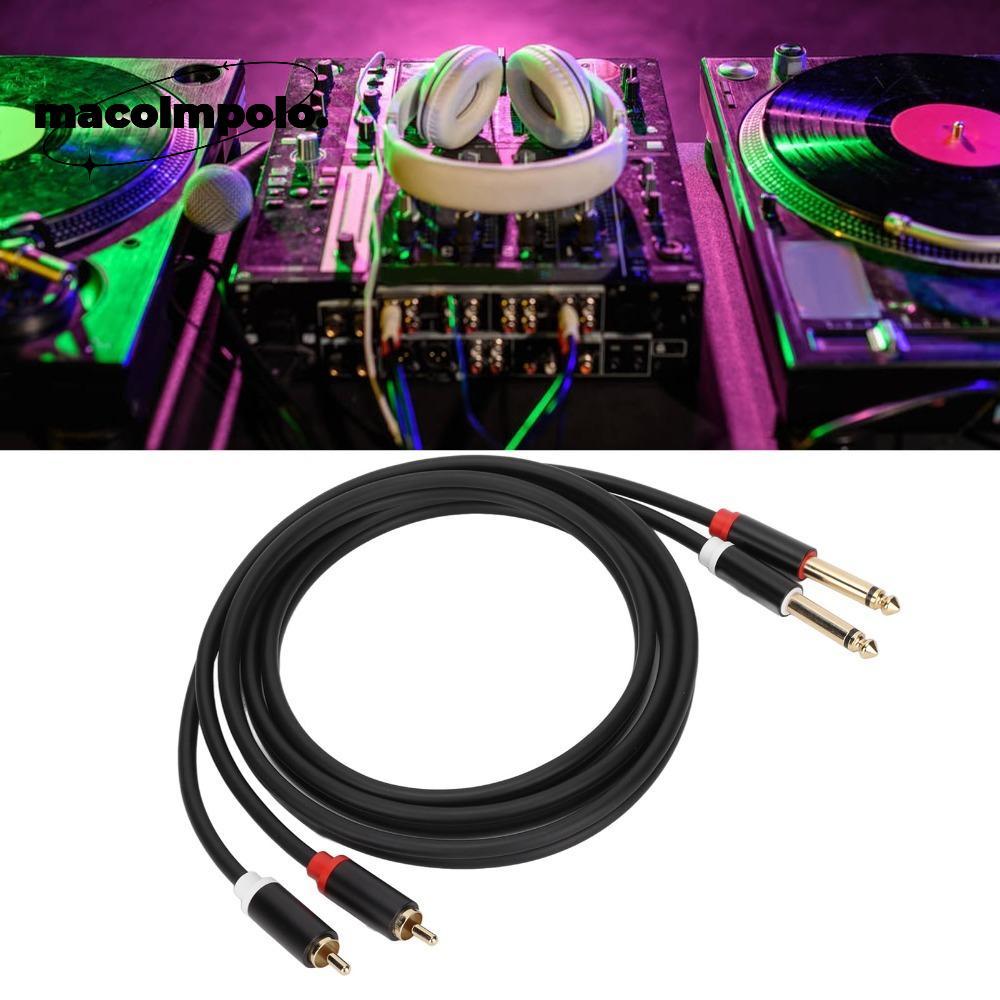 Dual 1/4 TS to Dual RCA Cable, 1.5m / 4.9ft Gold Plated 6.35mm 2 พอร์ต RCA ถึง 2 TS Port Cable, Plug