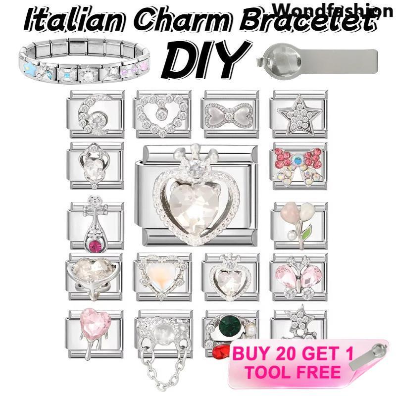 เพชร Dolphin Star อิตาเลี่ยน Charm สร้อยข้อมือ Fit 9 มม.สร้อยข้อมือสแตนเลส DIY เครื่องประดับทําอุปกรณ์เสริม Retro บุคลิกภาพโมดูลสร้อยข้อมืออุปกรณ์เสริม