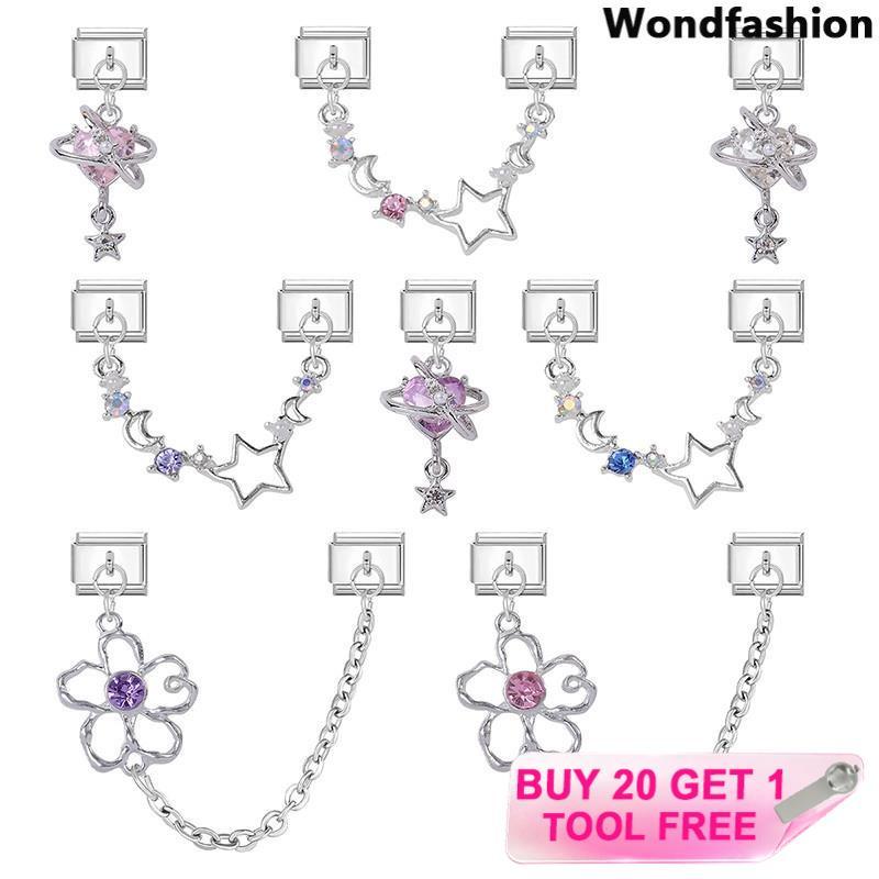 รักดอกไม้จี้อิตาเลี่ยนสร้อยข้อมือ Charm Fit 9 มม.สร้อยข้อมือสแตนเลส DIY เครื่องประดับทําอุปกรณ์เสริม Retro บุคลิกภาพโมดูลสร้อยข้อมืออุปกรณ์เสริม