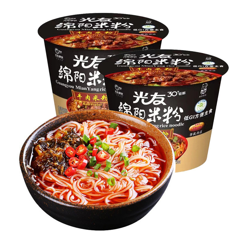 Guangyou Barreled Mianyang Rice Noodles 135g * 6 บาร์เรลทั้งกล่อง Fine Rice Noodles Influencer Bowl 